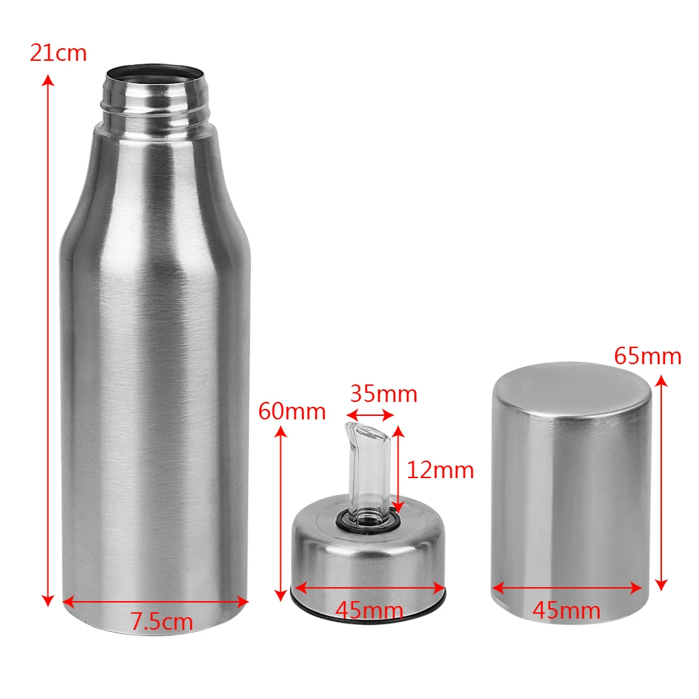 

Soy Sauce Olive Oil bottle Durable kitchen Supplies Gravy Boat Oil Dispenser Oil Can 750ML Stainless Steel