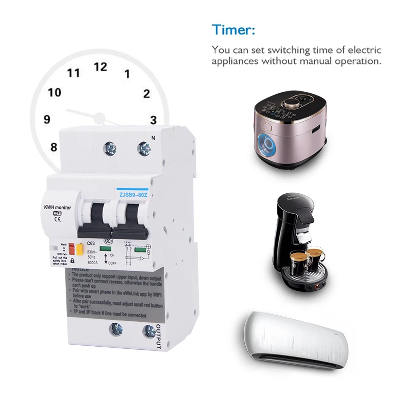 Автоматический выключатель EWelink 2P с поддержкой Wi Fi|Автоматические выключатели| |