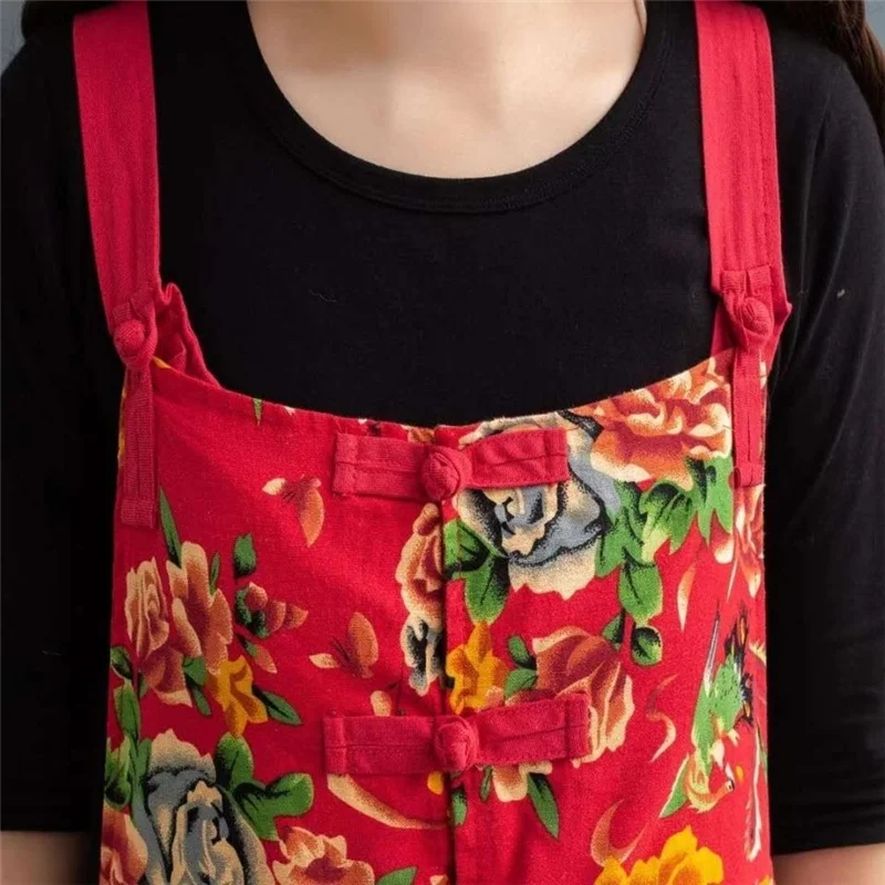 Jumpsuits Women Overalls Floral Print Cotton Linen Jumpsuit 2023 Long Holiday Summer Overalls Rompers