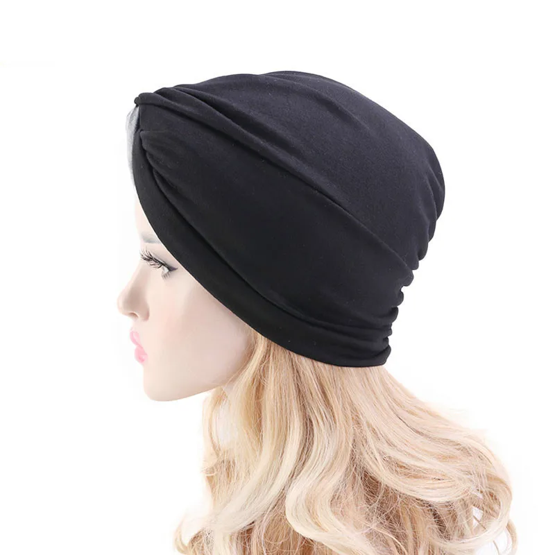 Женская Мягкая вязаная шапка тюрбан из хлопка мягкая Шапка бини с завитым узлом