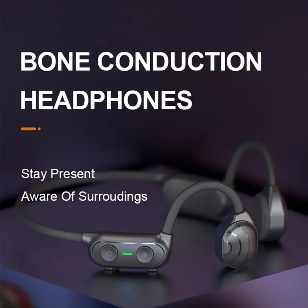 

Bone Conduction Earphone Wireless Bluetooth-compatible Headphone Ear Hook Comfortable Wear IPX6 Waterproof Sports Headset w/ Mic