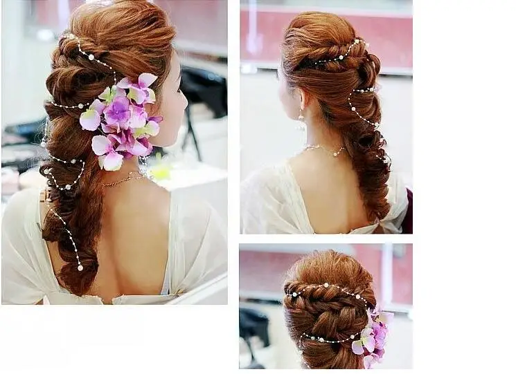 

Flower bride hairddress jewelry weddding decoration handmade pearls wedding dress acessories Studio Photography headdress