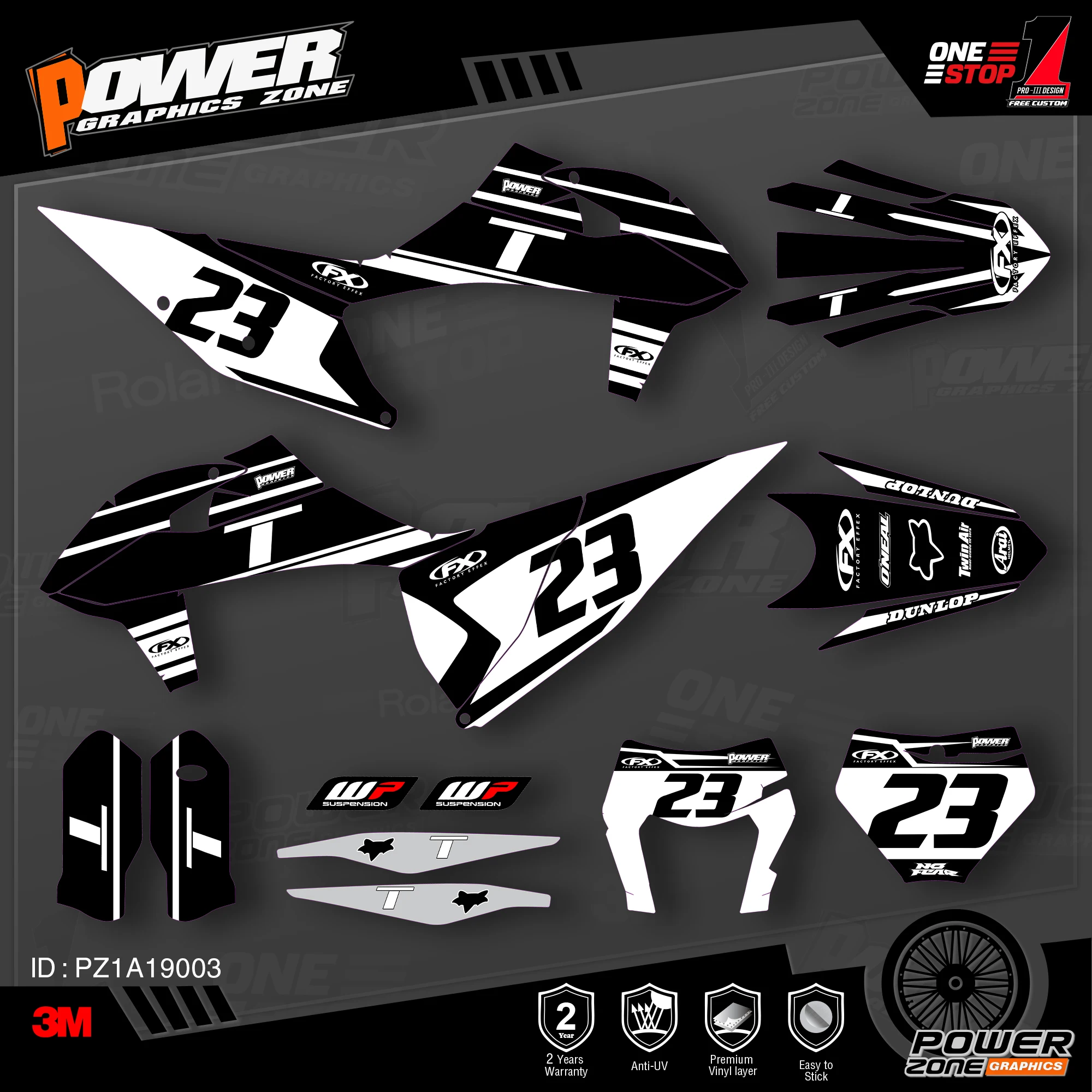 PowerZone Custom Team Graphics деколи для фона 3 м Набор наклеек KTM SX SXF MX 19 20 EXC XCW Enduro N 125 до 500cc