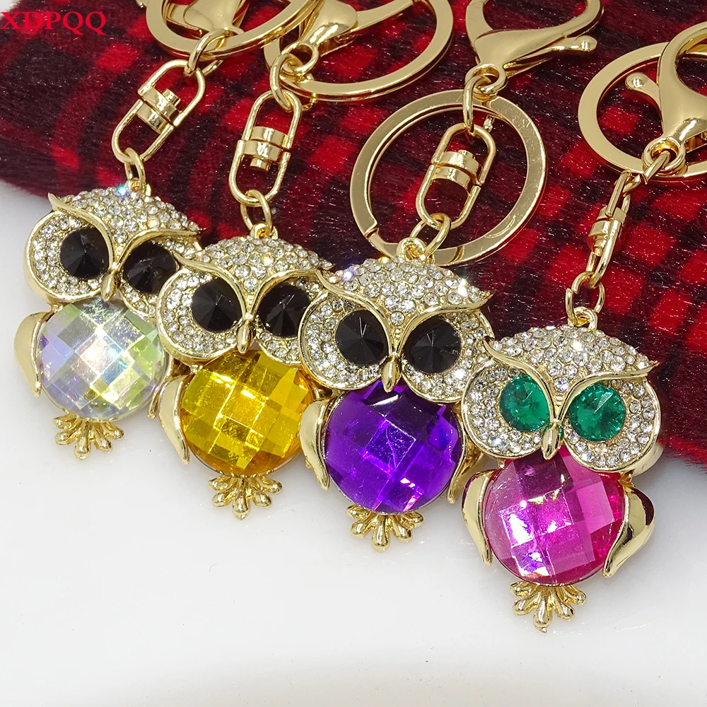 Симпатичные ювелирные изделия брелок в форме животного качество Кристалл сова