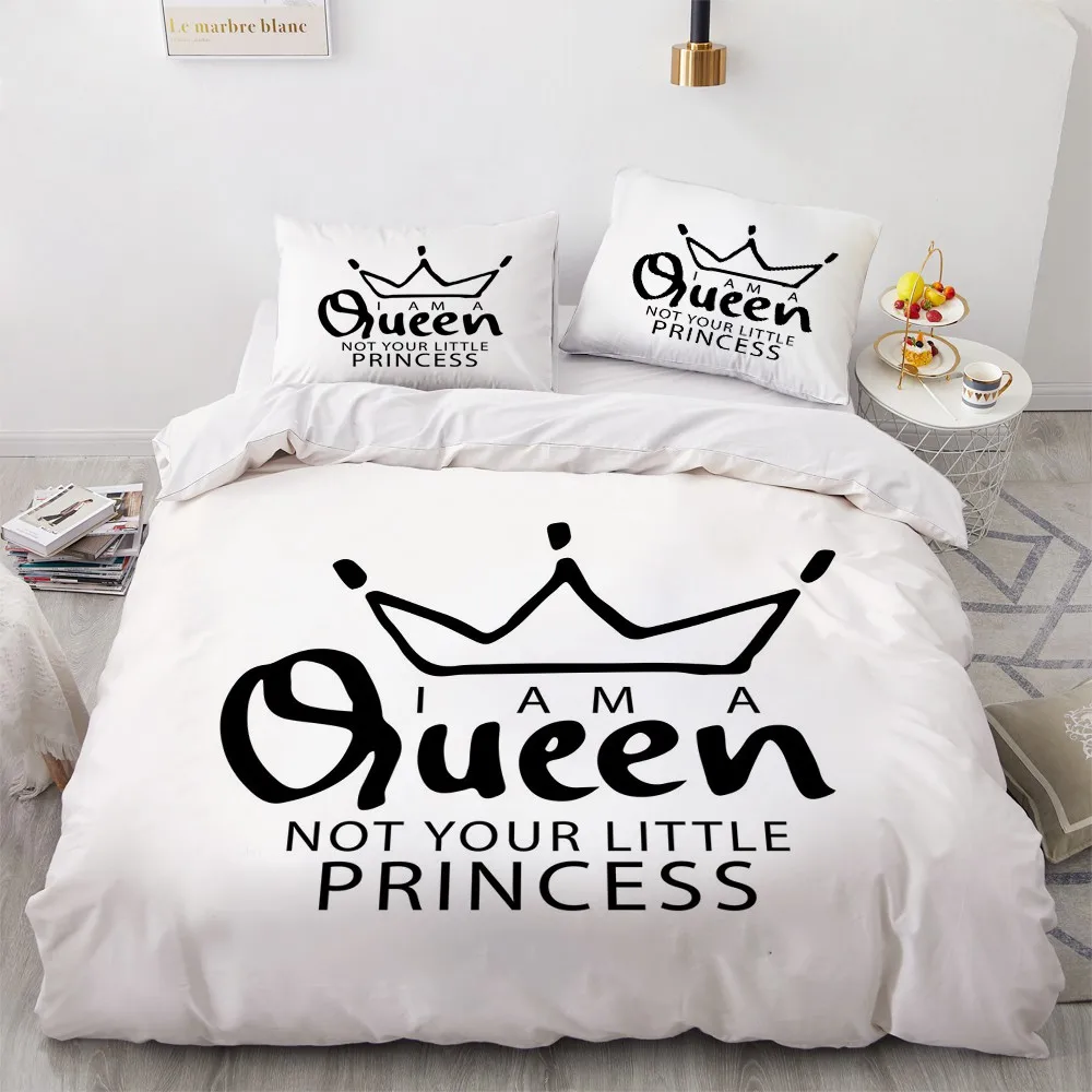 

3D White Duvet Cover Sets Custom Design Letter Bed Pillow Case 200*230cm Full Twin Double Queen King Size Weekend Beddings