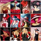 5D алмазная живопись сделай сам, полностью круглая картина, сексуальная шляпа-котелок, Женская Алмазная вышивка, женская искусственная смола, домашний декор, подарки