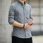Рубашка A91513 мужская с длинными рукавами, деловая Повседневная Уличная одежда с карманами в Корейском стиле