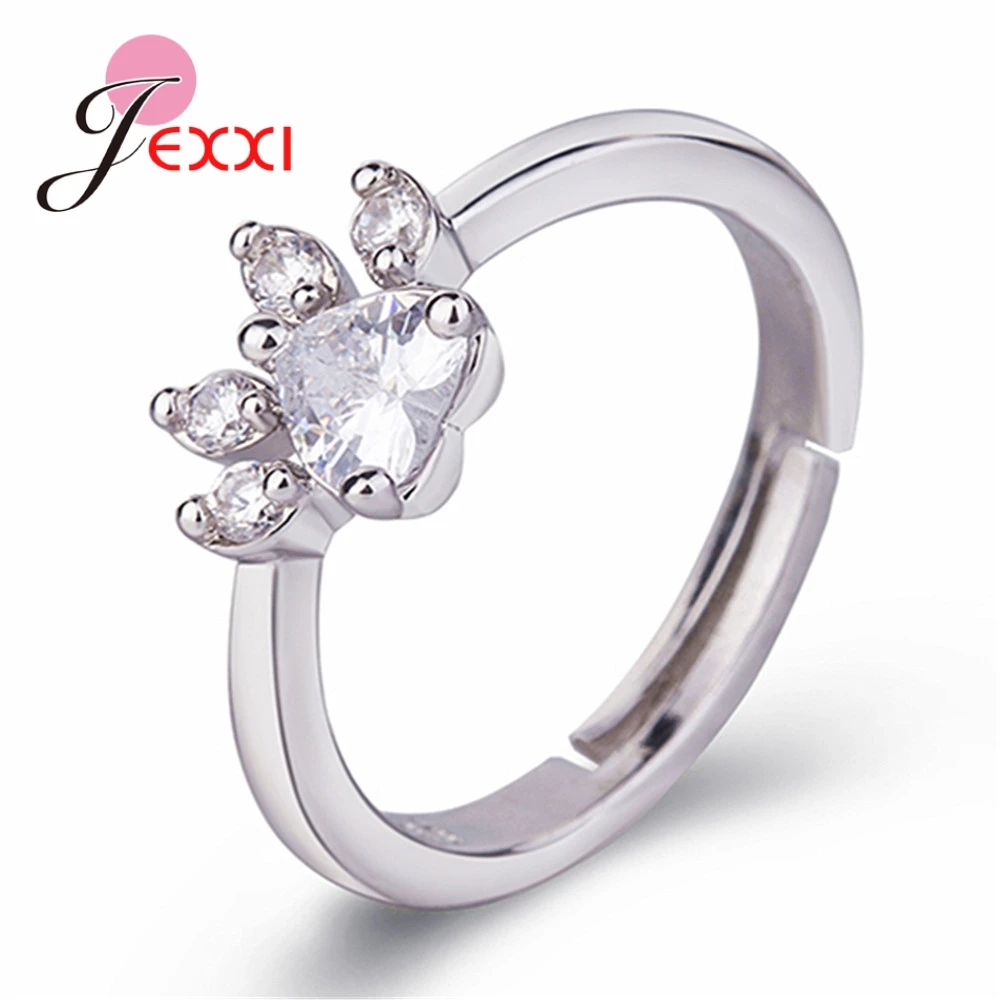 Кольцо регулируемое из серебра 925 пробы с фианитом | Украшения и аксессуары