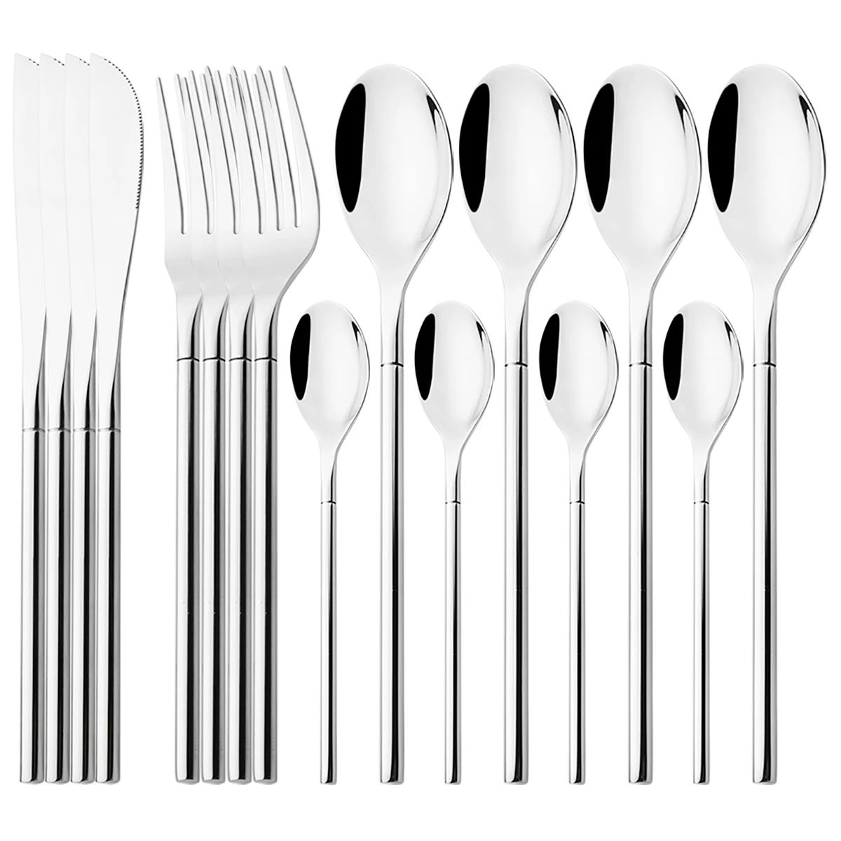 16Pcs High Quality Cutlery Set Knife Fork Coffee Spoon Dinnerware Stainless Steel Tableware Flatware Set Home Kitchen Silverware