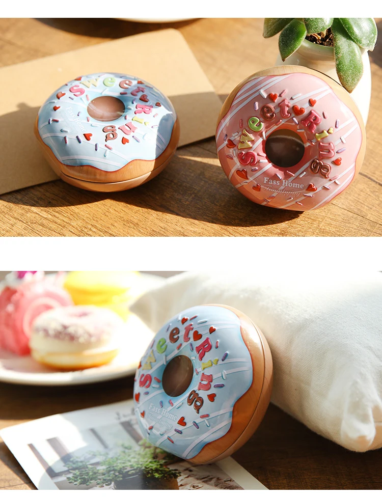 

Donut Tin Box Sealed Jar Packing Boxes Jewelry Candy Box Small Storage Boxes Cans Coin Earrings Headphones Gift Box