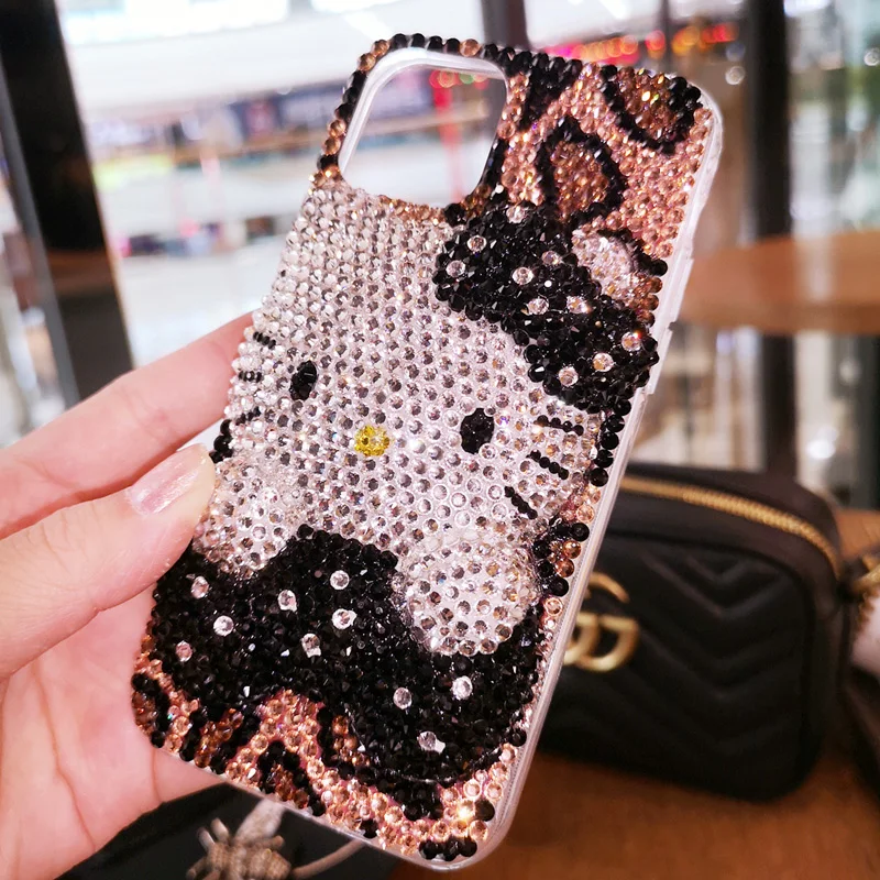 Армейский зеленый Для iphone 11 pro 3D Bling Crystal Pearl розовый Кот KT кабошон чехол для телефона для iphone XS max XR X 6 6s 7 8 plus Роскошный чехол - Цвет: Армейский зеленый