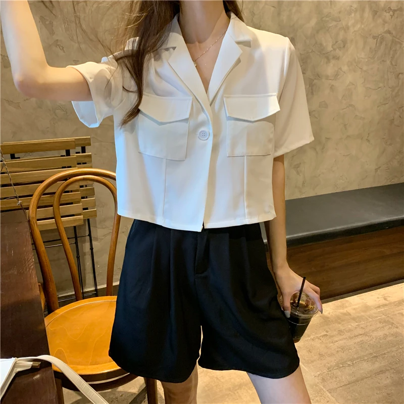 Белая рубашка женская тонкая Свободная верхняя одежда новый летний дизайн 2021