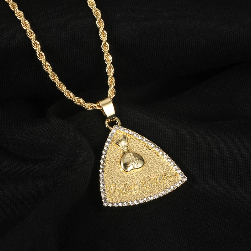 $ Символ доллара сумка для денег ожерелье с подвеской со льдом модные подвески