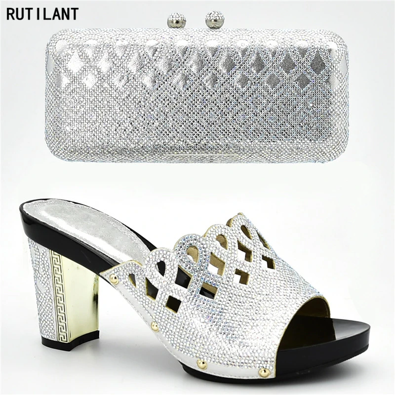 Итальянская дизайнерская обувь и сумки подходящий набор украшенные Стразы