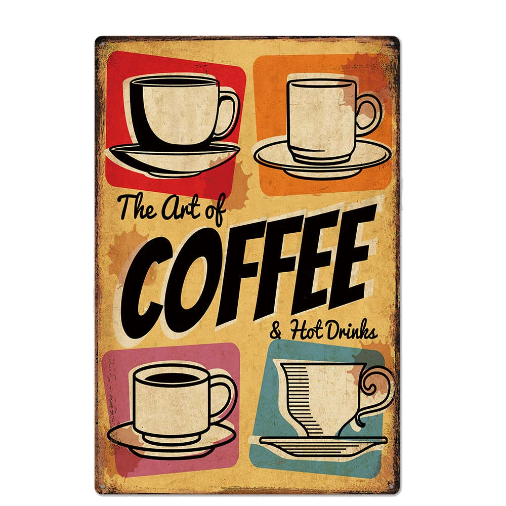 Coffee Shop Decor Metal Tin Sign Vintage Home Poster Painting Bar BBQ Cafe Wall Iron Plate Plaque | Дом и сад