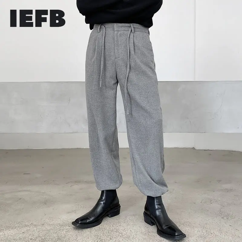 Мужские утепленные Спортивные Повседневные брюки IEFB на завязках с темными