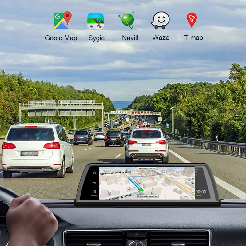 360° Panoramic Surveillance Video Recorder GPS Navigation 10&quot Android Car 4 Cameras Dash Cam Night Vision DVR ADAS 2GB+32GB WIFI |