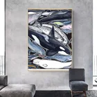 Дельфины orcas belugas narwhals и cie, настенная Картина на холсте, рисунок для гостиной, дома, декоративная рамка
