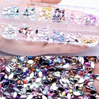 flatback rhinestones marquise earth facets 36mm 300pcs multicolor box diy glue on beads dress diy jewelry nails art charms