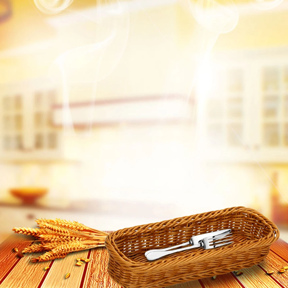 Ложка легко чистить ящик для хранения Вязание практичный Искусственный ротанг