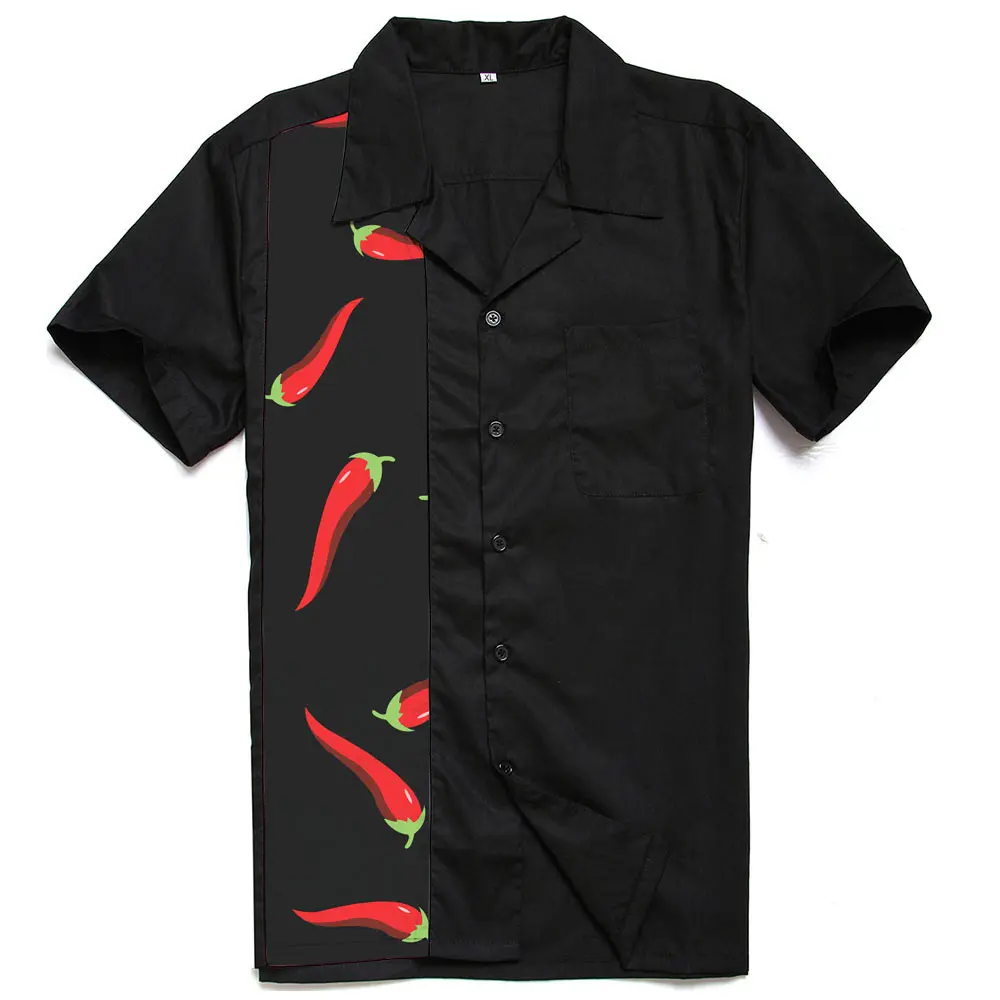 Рубашка мужская с коротким рукавом модная одежда принтом Красного перца Чили топ