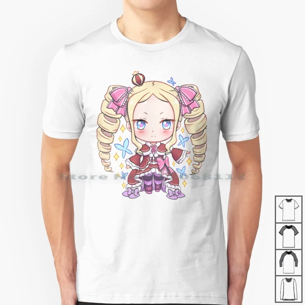 Футболка с рисунком библиотеки 100% хлопок Эмилия я молю Чиби кавайный рукав Re Zero
