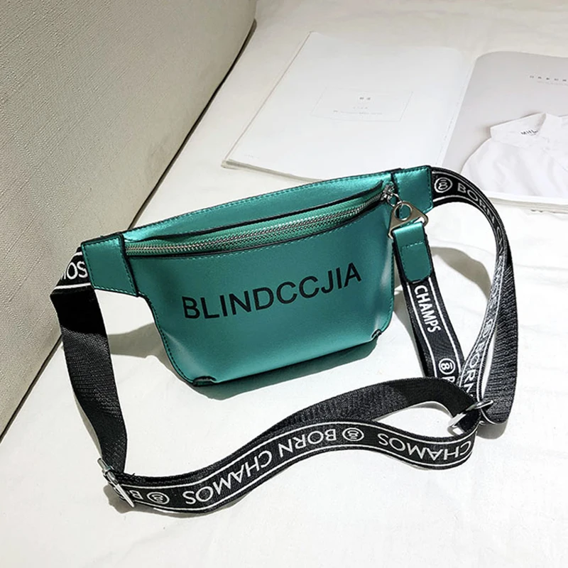 Green waist bag Поясная сумка, модная женская поясная сумка, поясная сумка, новинка, с буквенным узором, сумка-мессенджер, набедренная посылка, PU, Женская нагрудная сумка, кошелек для телефона - Цвет: Green waist bag
