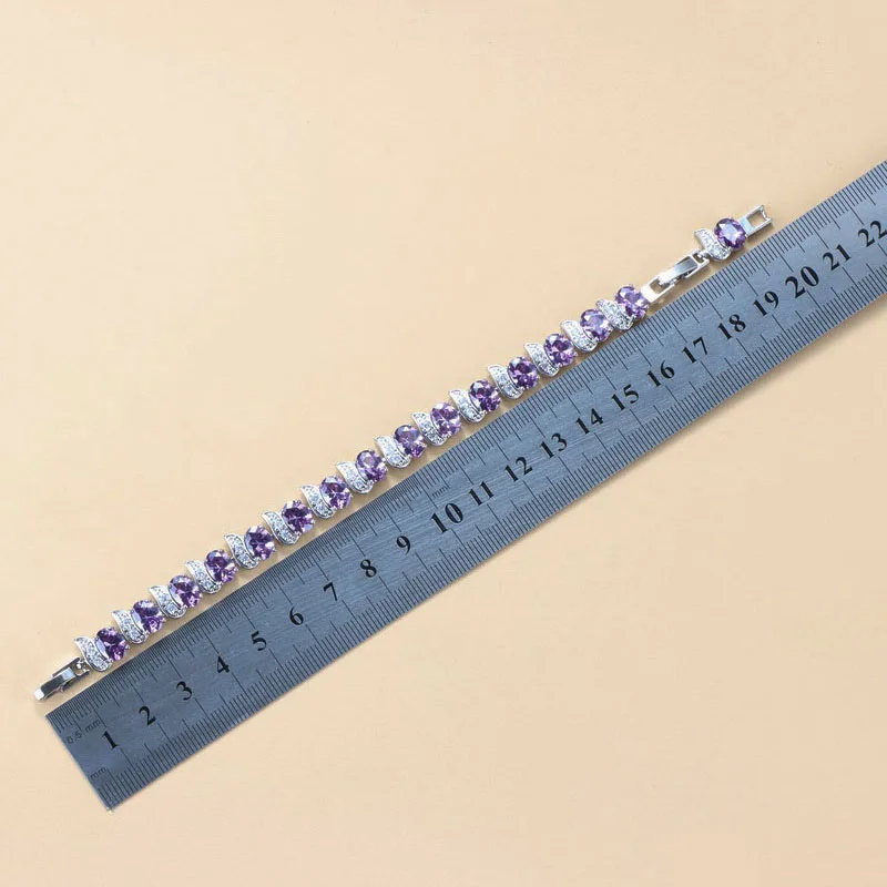 Браслет серебряный 925 пробы с камнями из аметиста | Украшения и аксессуары