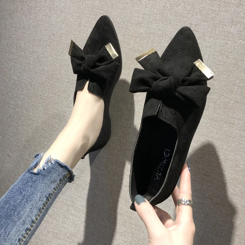 Тонкие женские туфли коллекция 2019 года сезон осень Новинка Корейская версия с