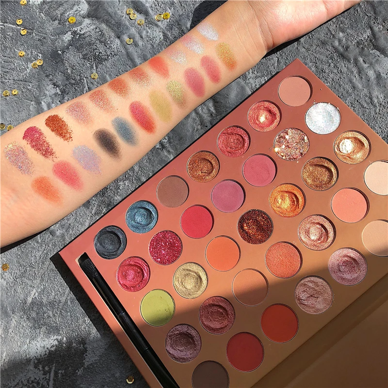 35 цветов мерцающие матовые тени для век Палитра блестящих металлических теней