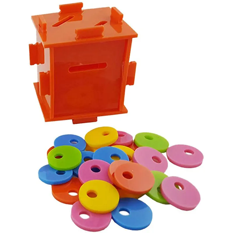 

Bird Puzzle Toys Parrot Acrylic Colorful Coin Box for Macaw African Grays Training Set Supplies
