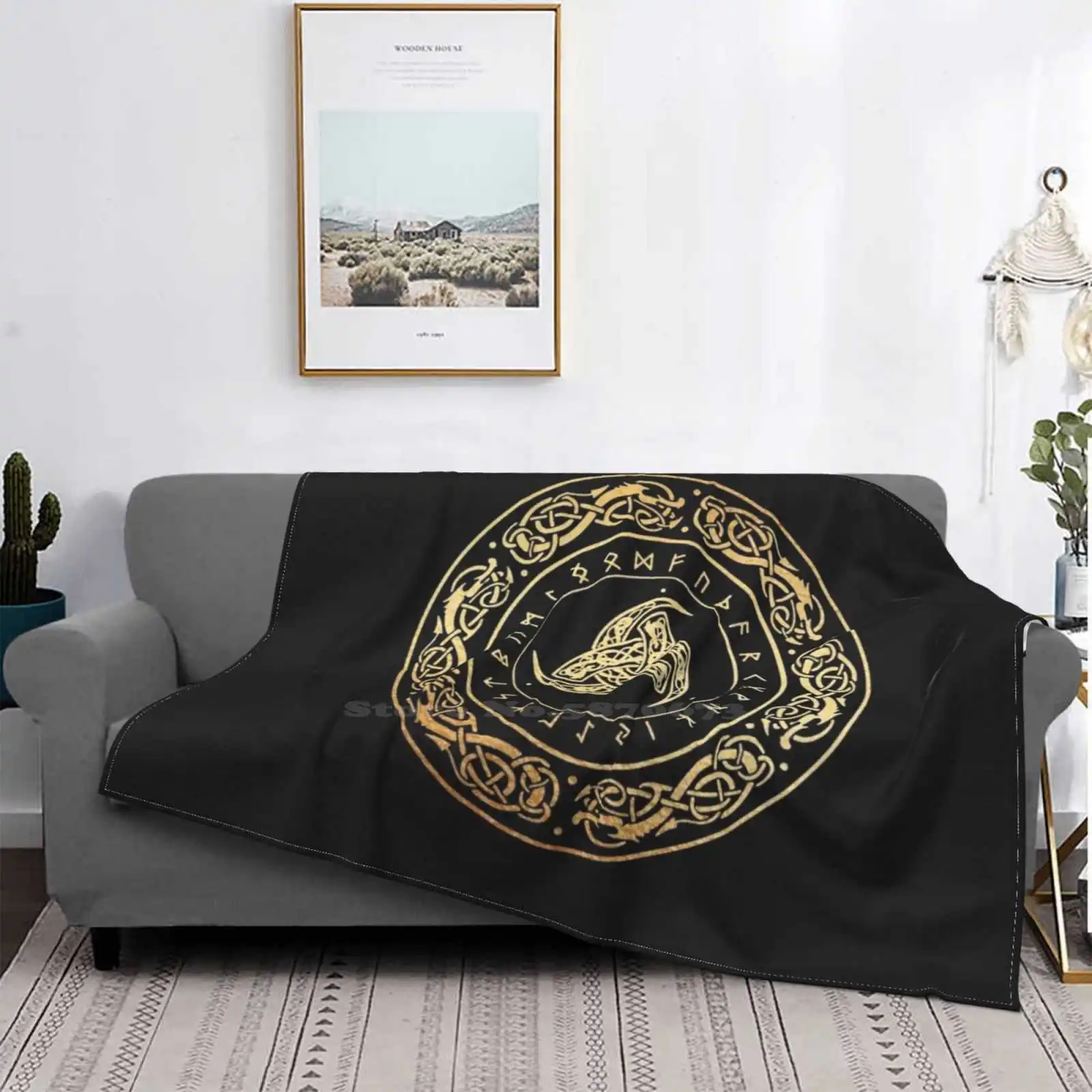 Супер теплые мягкие одеяла Orn Of Odin накидка на диван/кровать/путешествие викинги