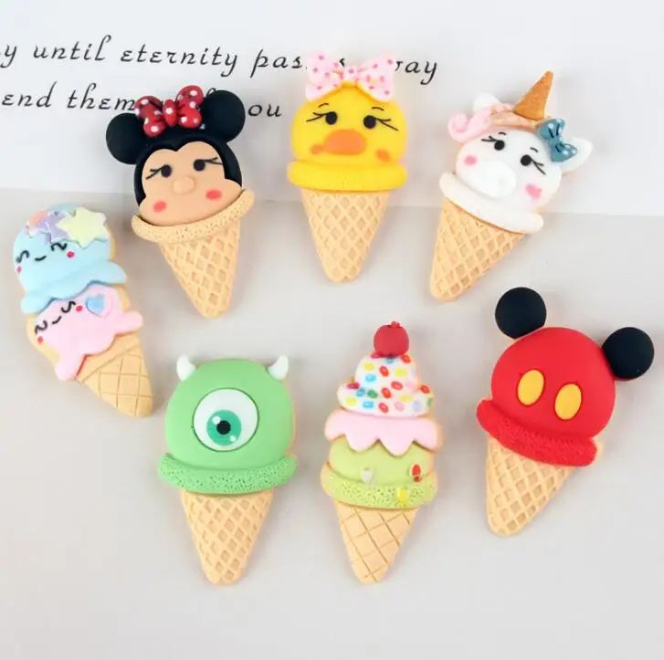 10 шт./лот мультяшный мороженое с плоским основанием кабошон кавайная еда сделай