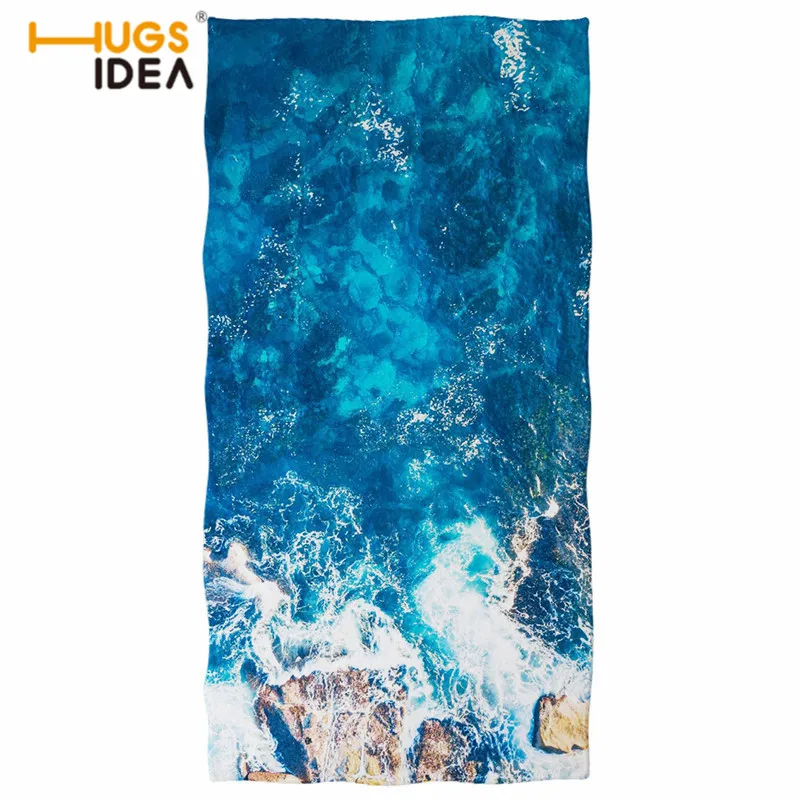 

Портативное быстросохнущее пляжное полотенце из микрофибры с принтом морской волны