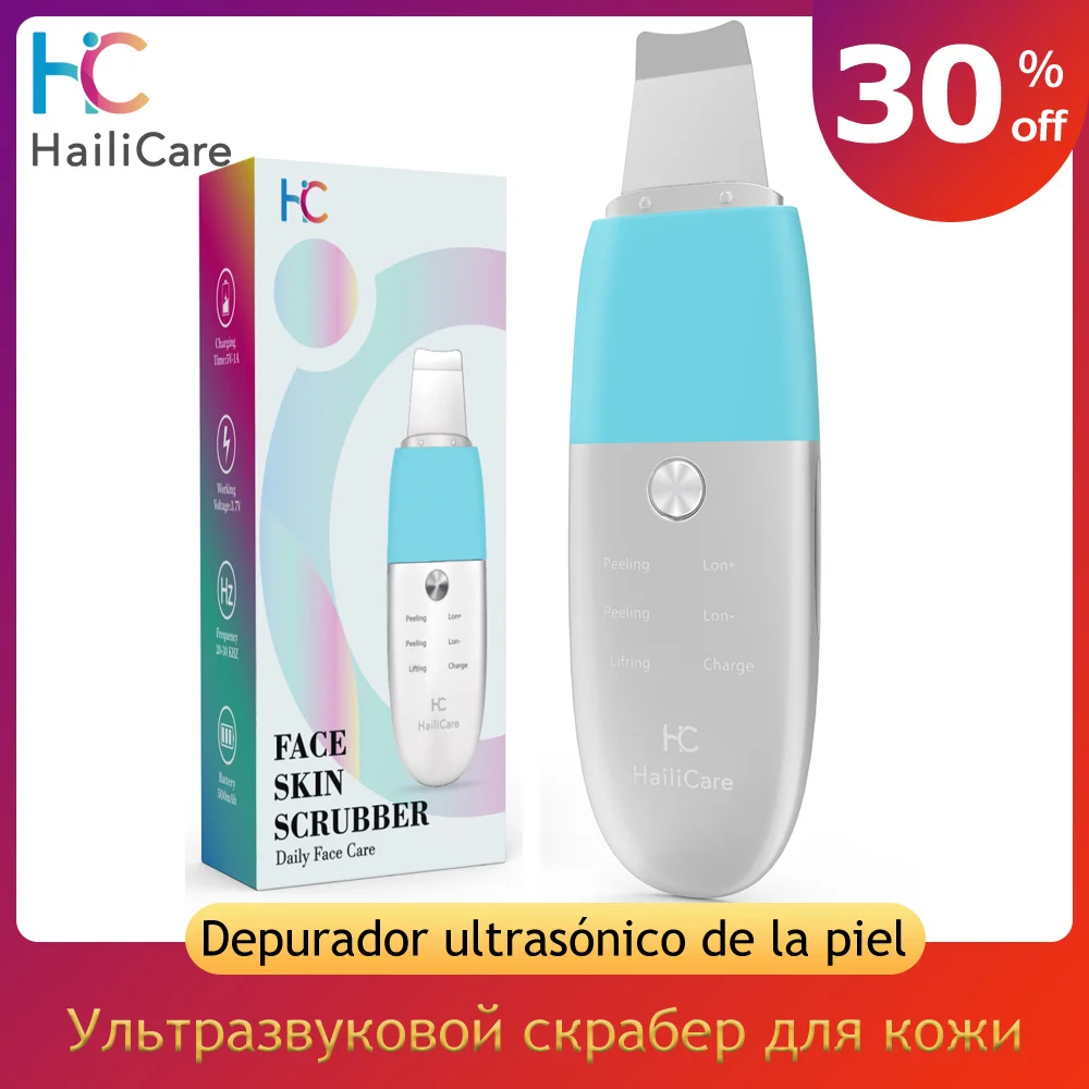 HailiCare Facial Skin Scrubber Blackhead Remover Ultrasonic Pore Cleansing Device Comedone Extractor Facial Lifting Tool