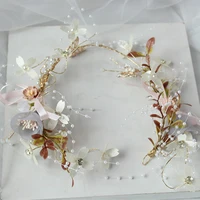 2021 bride metal wedding prom party hair accessories beading flower bridal hair vines crown bridesmaid hair jewelry headpiece
