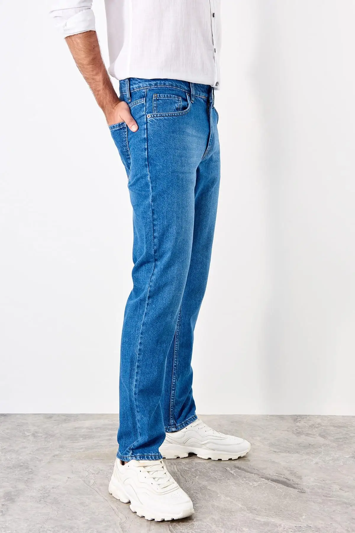 Trendyol Индиго мужские классические новые джинсы TMNSS19KE0012|Мужские джинсы| |