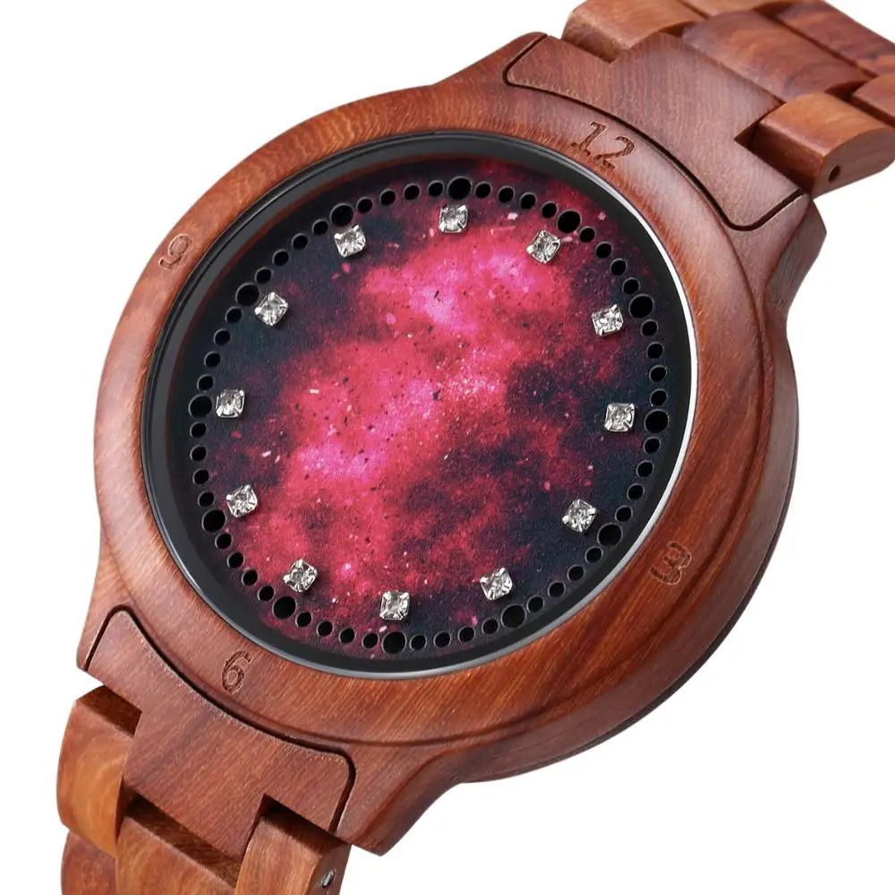 Светодиодный светильник из красного сандалового дерева с сенсорным экраном и