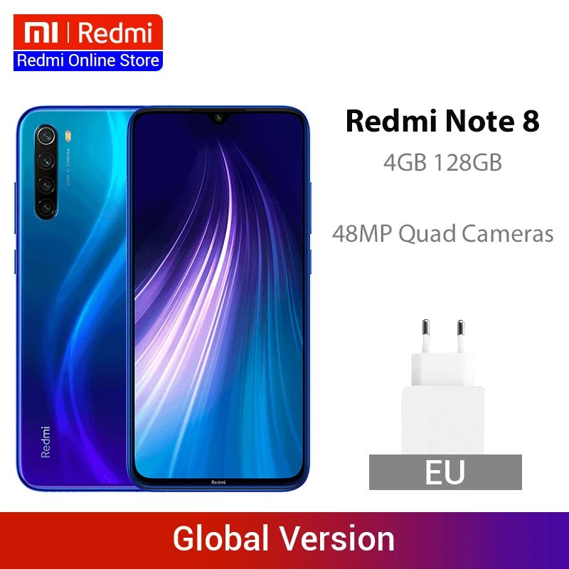 Xiaomi Redmi Note 8 смартфон с четырёхъядерным процессором Snapdragon 665 ОЗУ 4 Гб ПЗУ 128 ГБ 4000