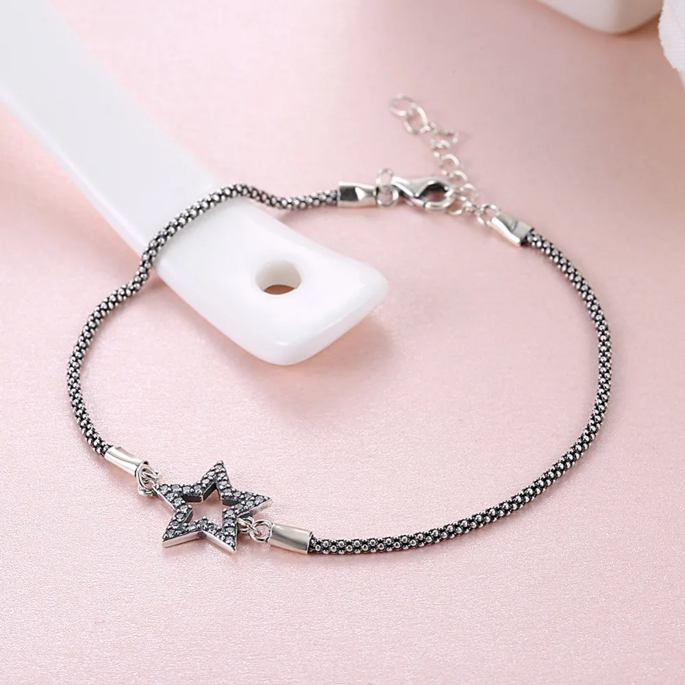 

G1034 Simple Style Silver Plated Star Charm Bracelet Top Quality Fashion Jewelry Gift Wedding Accessories For Women