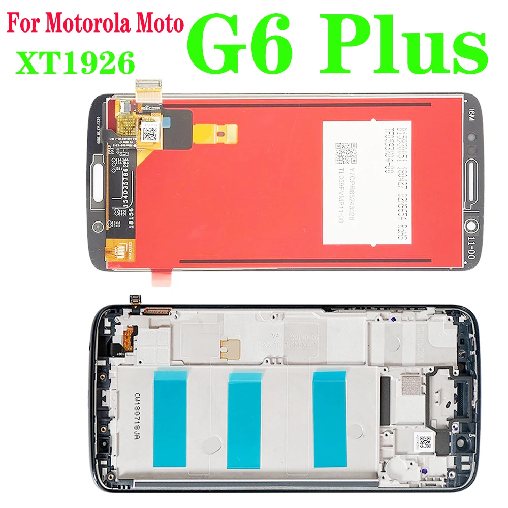 Pantalla LCD Original de 5,9 "para Motorola Moto G6 Plus, digitalizador de pantalla t&aacute;ctil con marco para Moto G6 Plus XT1926, repuesto-0