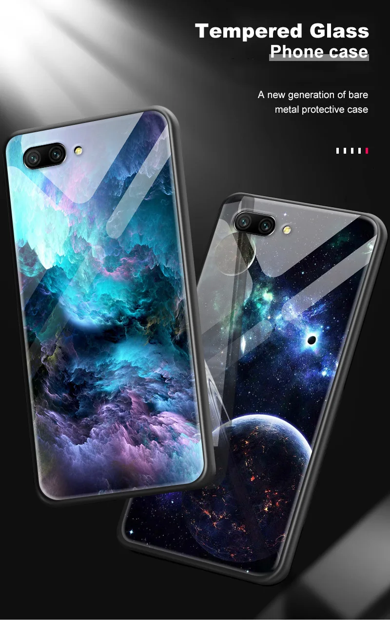 Чехол из закаленного стекла для huawei Enjoy 9s Honor 7A Pro 7C 7X 8A 8X9 10 Lite Magic 2 Play mate 20 Pro Nova2 3 4 Design Sky shell