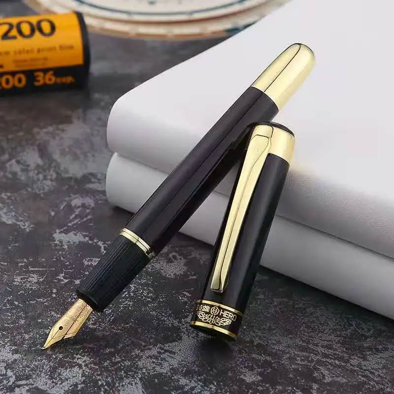 

Hero 9018 Fountain Pen Metal Ink pen Converter Filler Fude Nib 1.0mm Stationery Office school supplies Writing Gift Pens