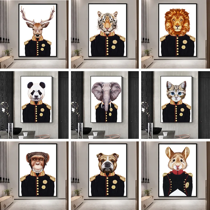

Classical Animal Lion Dog Tiger Elk Monkey Wall Art Pictures Canvas Painting Posters and Prints Home Decoration for Living Room