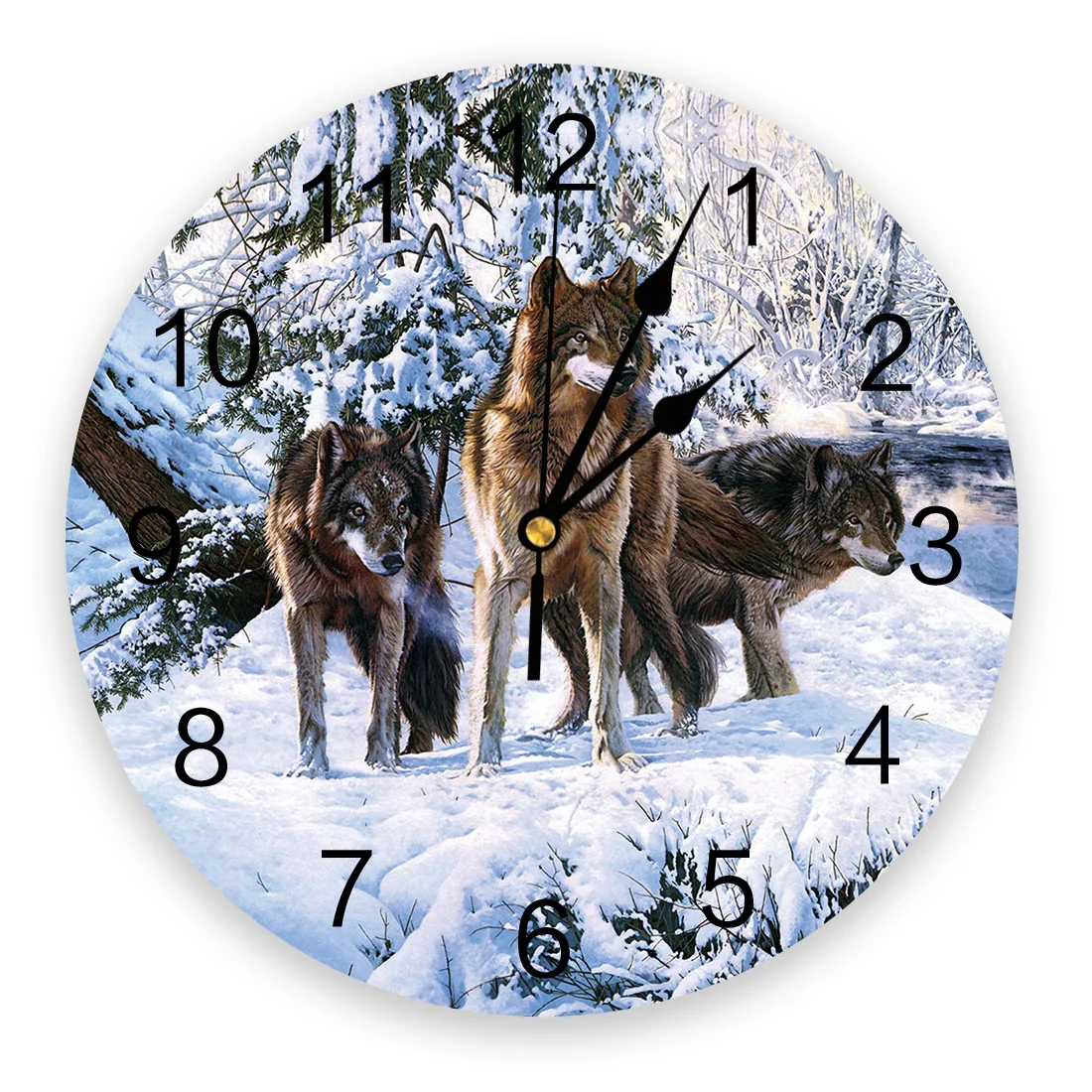 Настенные часы с изображением снежной сцены круглые кварцевые украшения для