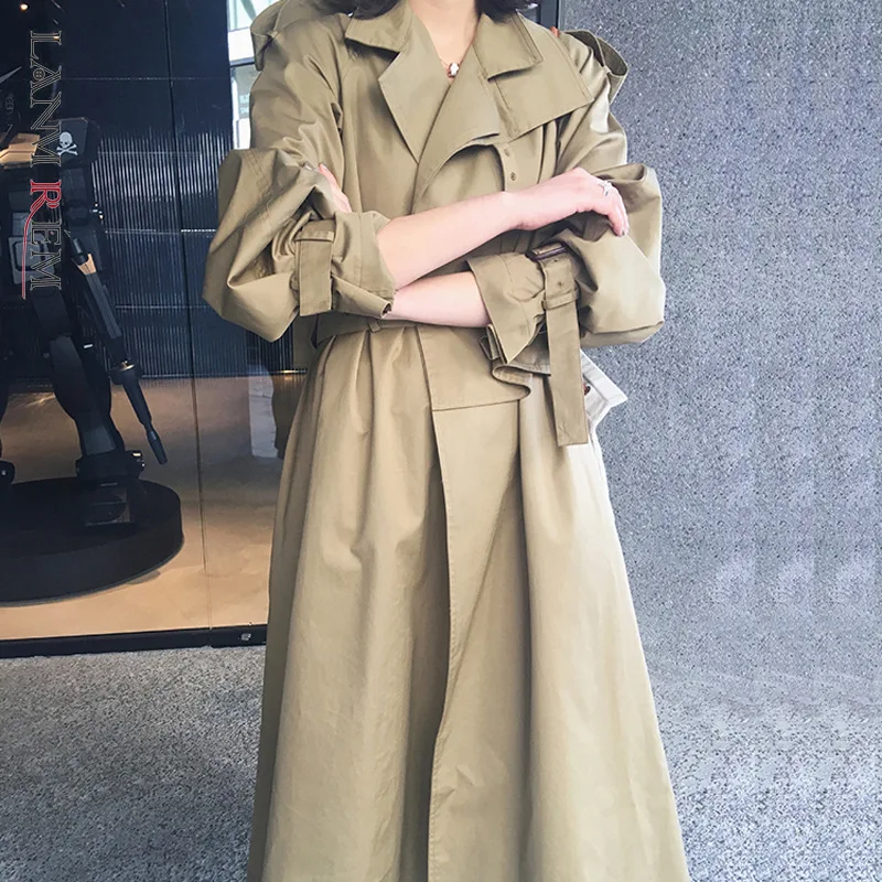 LANMREM может отправить выше колена длинный стиль ветровка для женщин 2020 осень мода