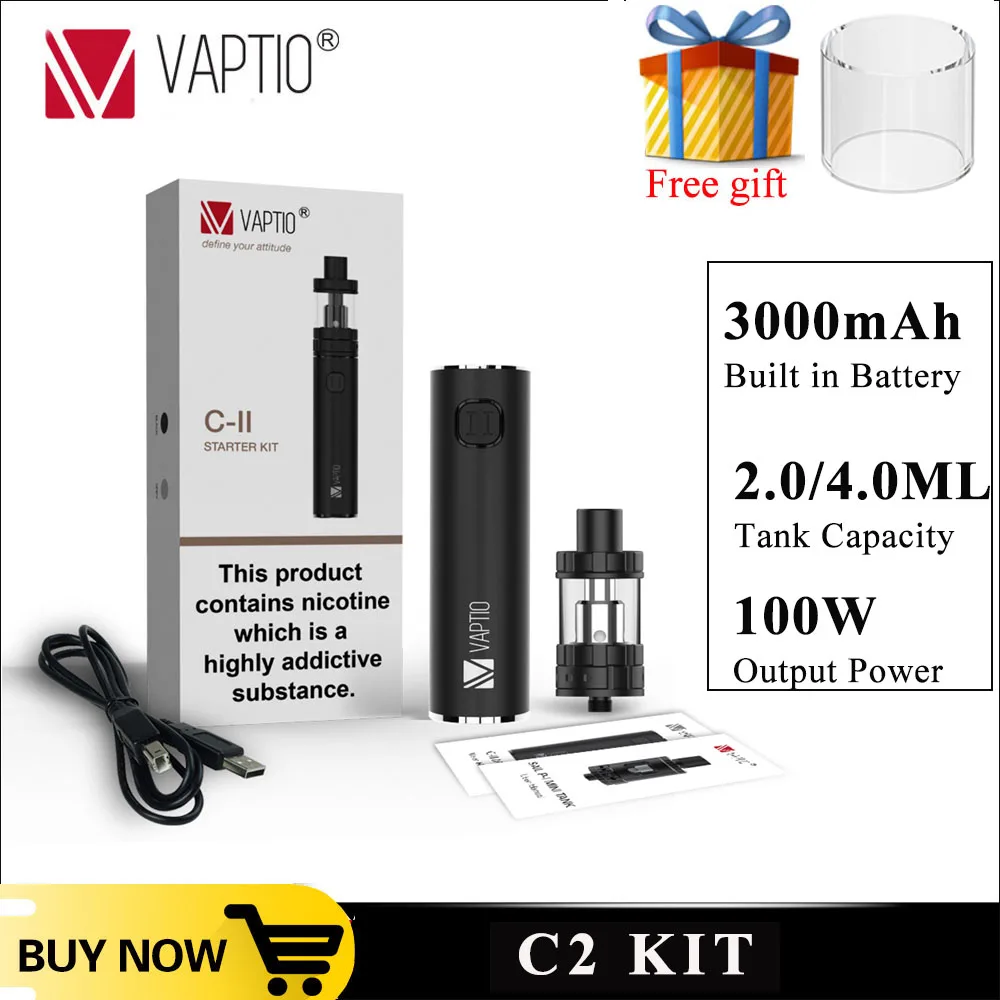 Больше подарков! Испаритель Vaptio C2 Starter Kit 3000 мАч встроенный Батарея с фокусным