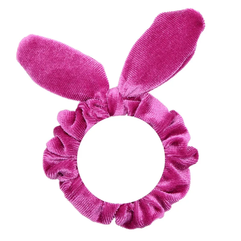 Rabbit rose red 1 шт. Элегантные Бархатные резинки чистого цвета для женщин и девочек базовые эластичные резинки для волос хвост зажим для волос аксессуары - Цвет: Rabbit rose red
