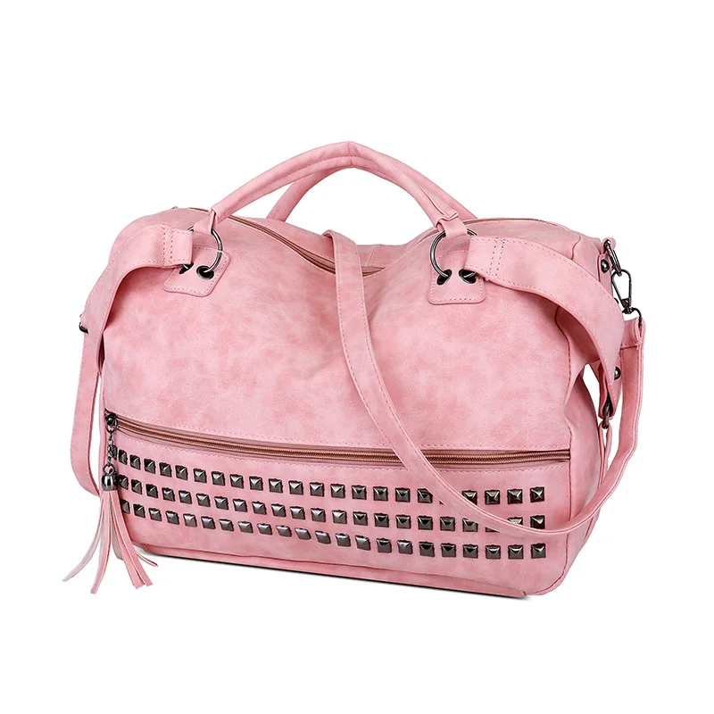 

Rivet Women's Bag Leather Shoulder Bags Ladies Luxury Brand Handbags Designer Tassel High Capacity Female Fashion Crossbody Bag