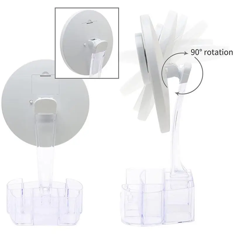 

LED Light Makeup Mirror 10 Times Magnification Touch Screen Makeup Mirror With Storage Box 90 Degree Rotating Makeup Mirror